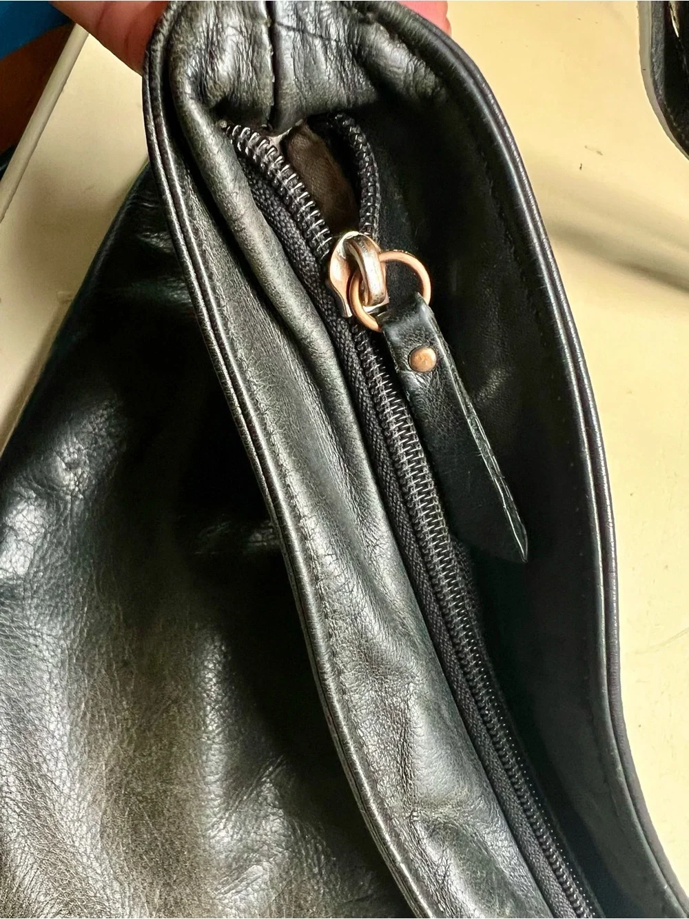 Margot Genuine Black Leather Crossbody Bag with Dual Zip Front
